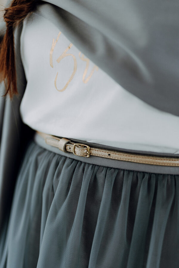 schmaler Braut-Gürtel aus Leder in Gold in 1cm Breite
