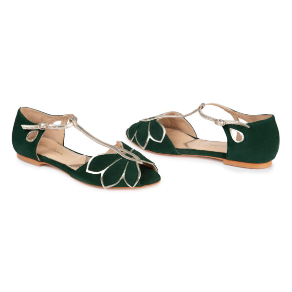 Flache Brautschuhe in Grün