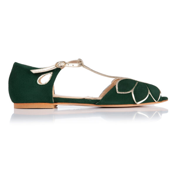 Flache Brautschuhe in Grün