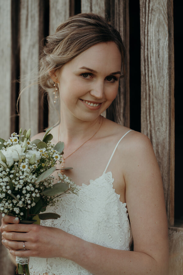 Braut-Ohrringe Rosegold mit Perlen
