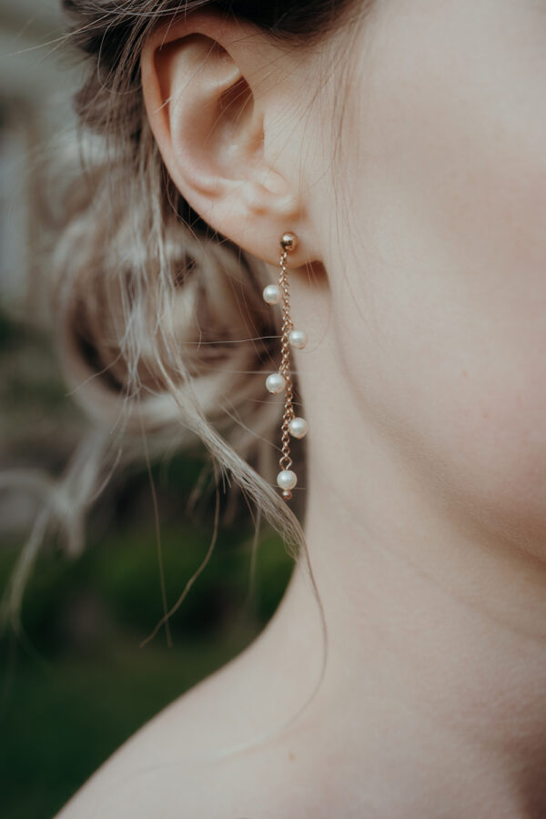 Braut-Ohrringe Rosegold mit Perlen