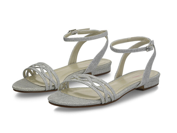 Flache Braut-Sandalen Faye in Silver Metallic von Rainbow Club - 40