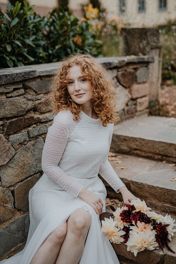 SAMPLE SALE: Braut-Spitzentop Marilla mit Raglanärmeln Gr. 38/40